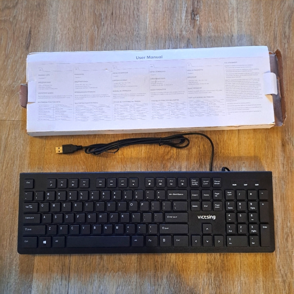 Victsing Wired Keyboard Plug USB Connection Multimedia Function Keys NEW NIOB